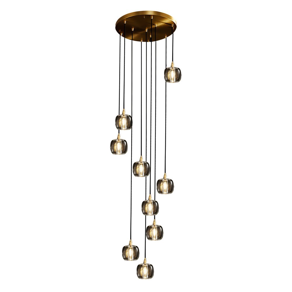 Spiral Crystal Cube Pendant Light Dimmable Chandelier Staircase