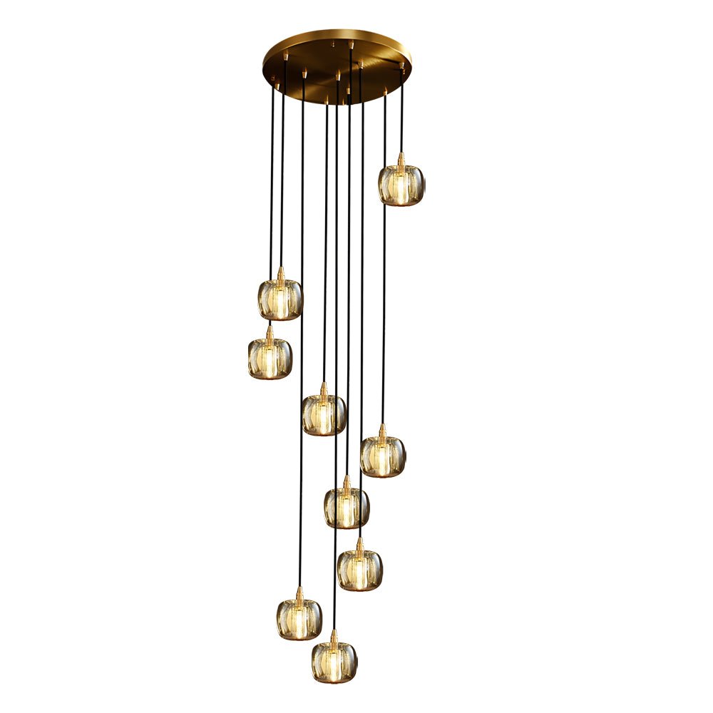 Spiral Crystal Cube Pendant Light Dimmable Chandelier Staircase