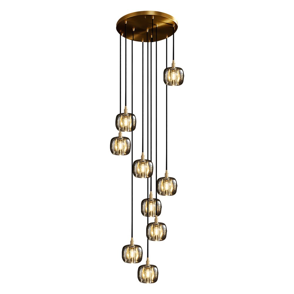 Spiral Crystal Cube Pendant Light Dimmable Chandelier Staircase