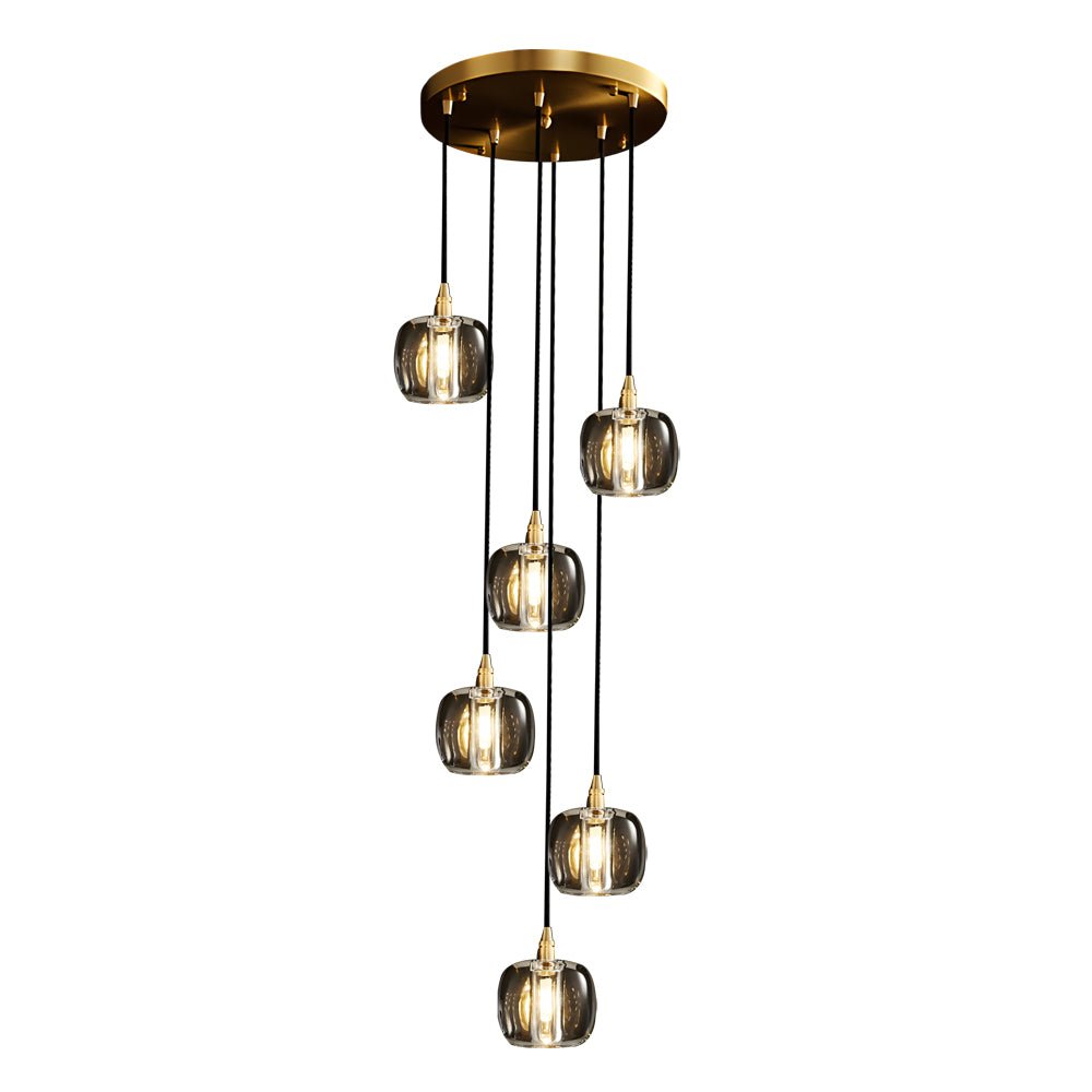 Spiral Crystal Cube Pendant Light Dimmable Chandelier Staircase