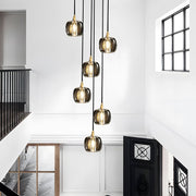 Spiral Crystal Cube Pendant Light Dimmable Chandelier Staircase