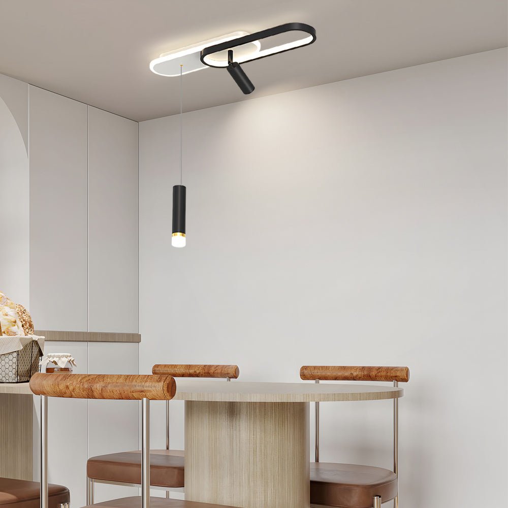 Modern LED Ceiling Light with Adjustable Spotlight & Pendant