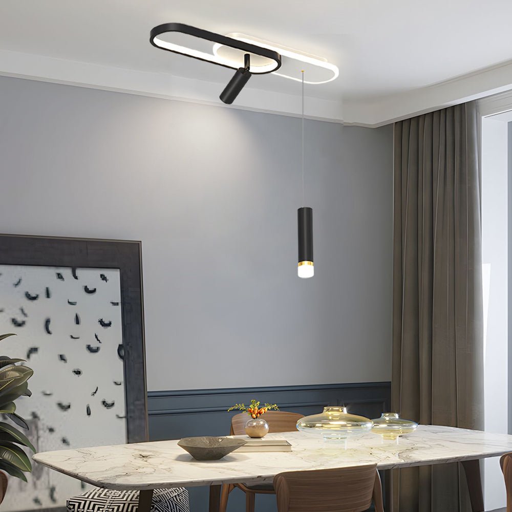Modern LED Ceiling Light with Adjustable Spotlight & Pendant