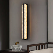 Modern Crystal LED Wall Sconce - Black Stainless Steel Rectangular