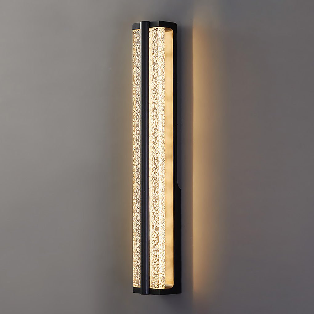 Modern Crystal LED Wall Sconce - Black Stainless Steel Rectangular
