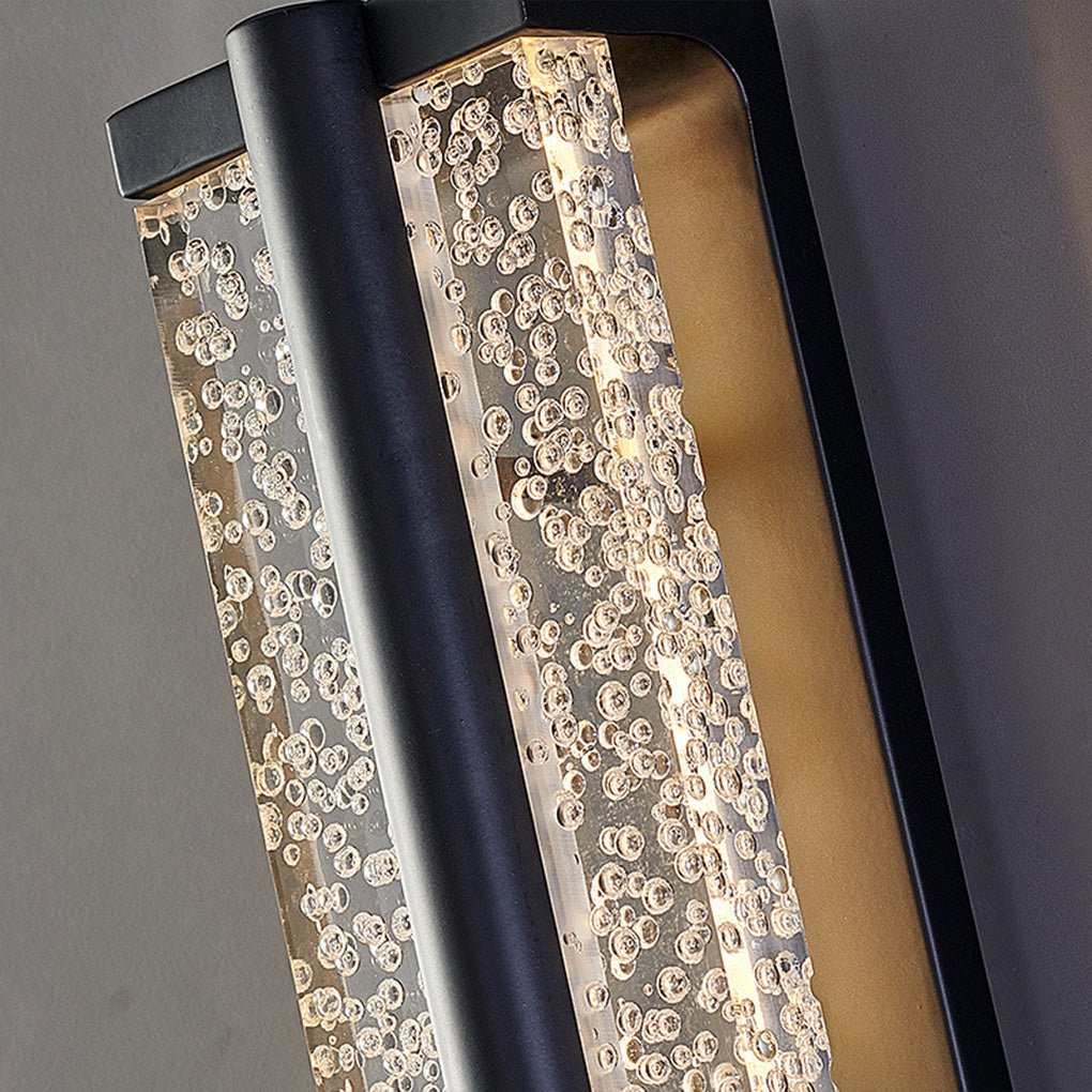 Modern Crystal LED Wall Sconce - Black Stainless Steel Rectangular
