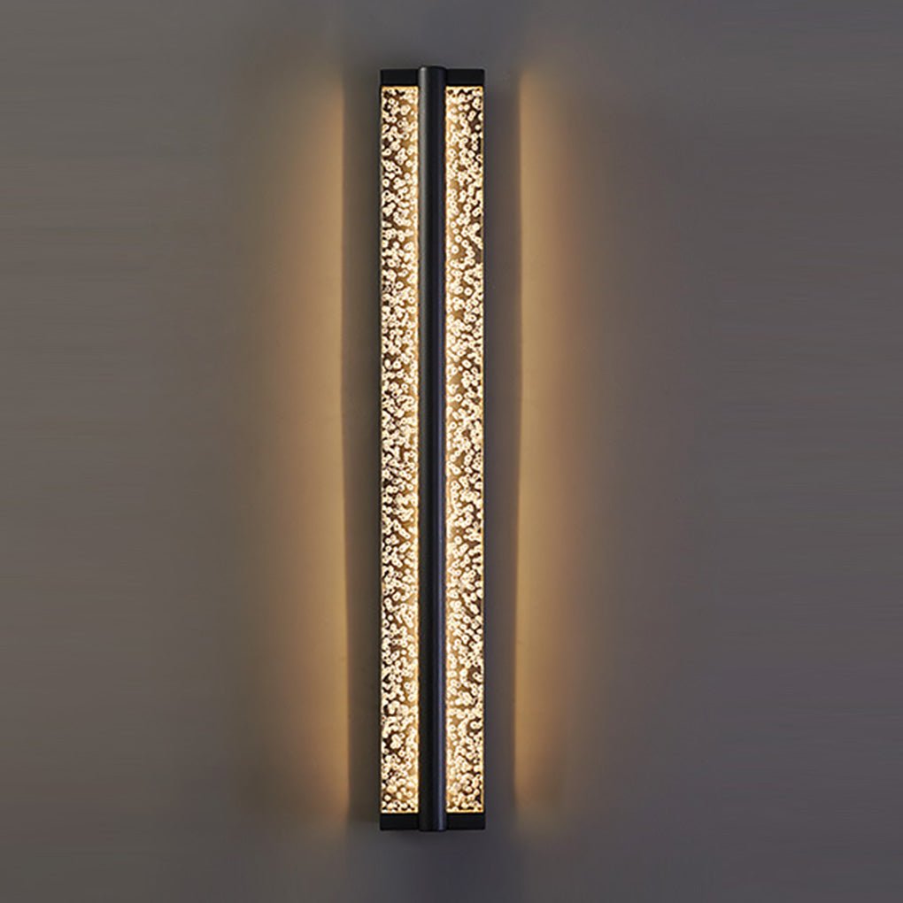 Modern Crystal LED Wall Sconce - Black Stainless Steel Rectangular