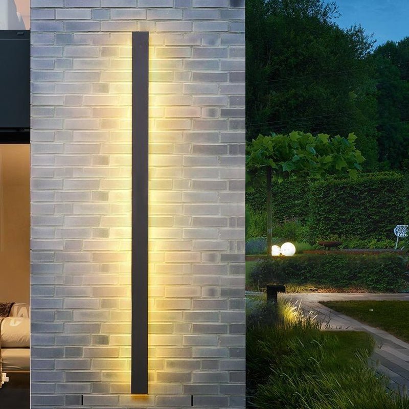 Linear LED Outdoor Wall Light Dimmable Black Aluminum Minimalist