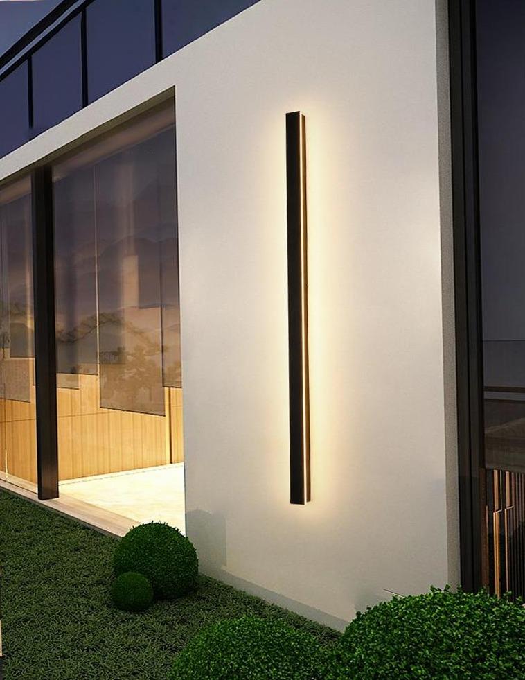 Linear LED Outdoor Wall Light Dimmable Black Aluminum Minimalist