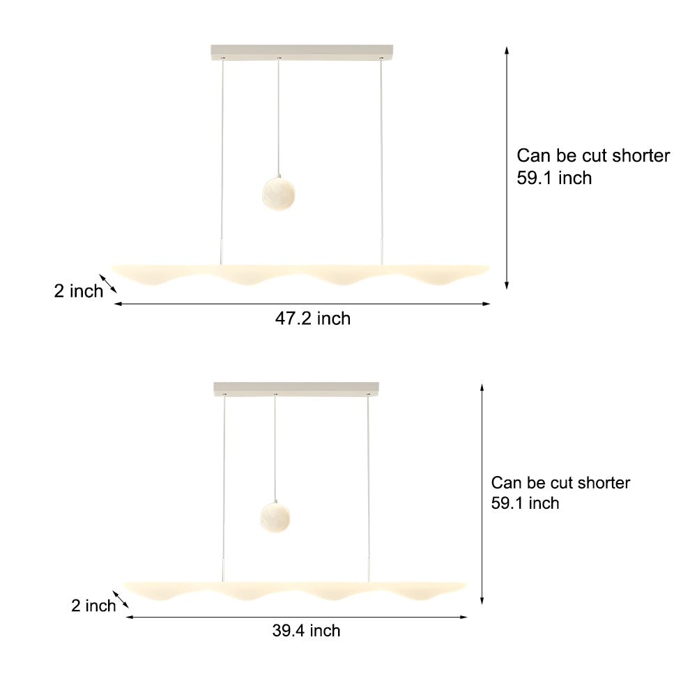 Modern Wave Pendant Light with 3-Step Dimming - White Finish