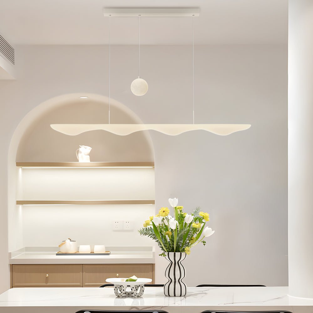 Modern Wave Pendant Light with 3-Step Dimming - White Finish