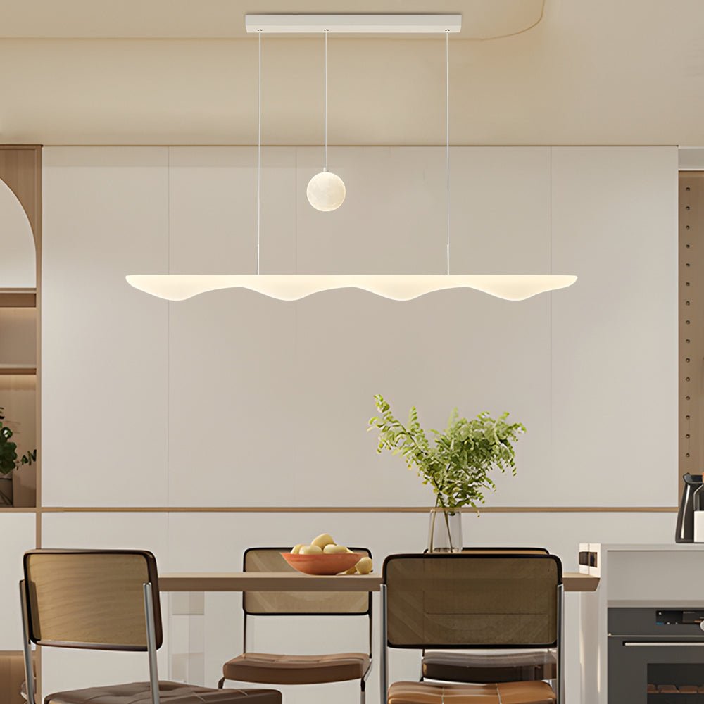 Modern Wave Pendant Light with 3-Step Dimming - White Finish