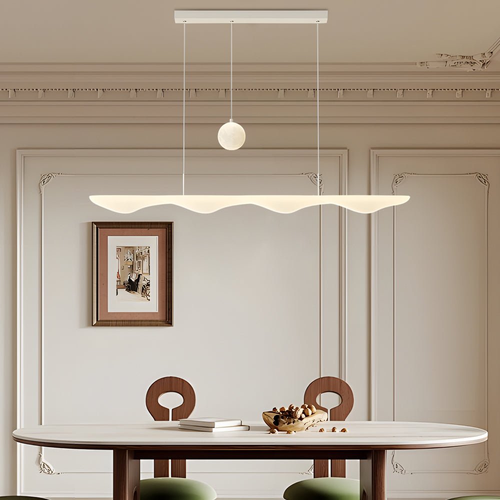 Modern Wave Pendant Light with 3-Step Dimming - White Finish