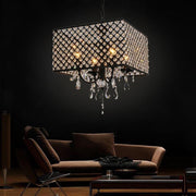 Square Electroplated Metal Glass LED Nordic Chandelier