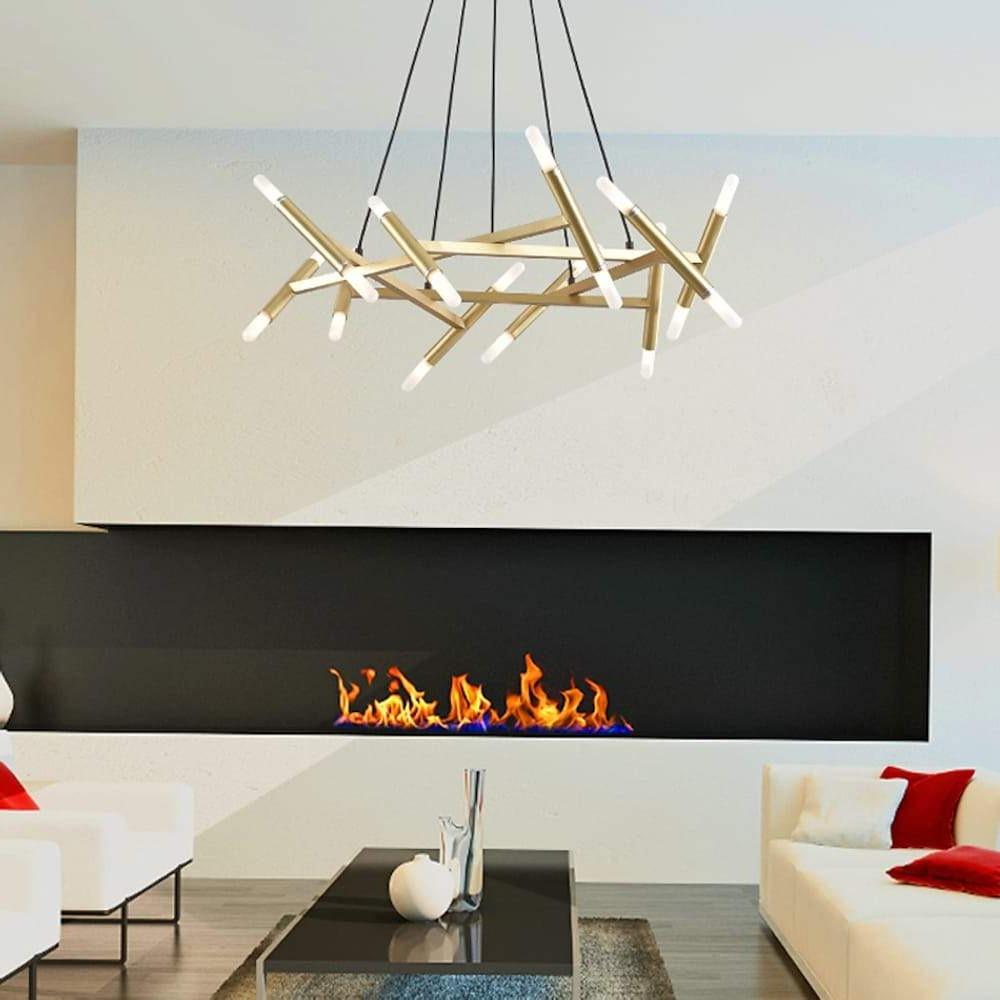 Modern Industrial Sputnik Chandelier - Black & Gold Metal