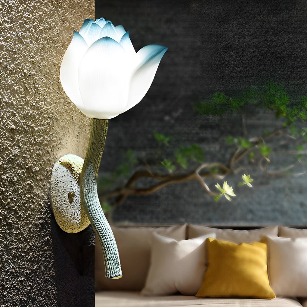Lotus Flower Wall Sconce Modern Resin Light Fixture