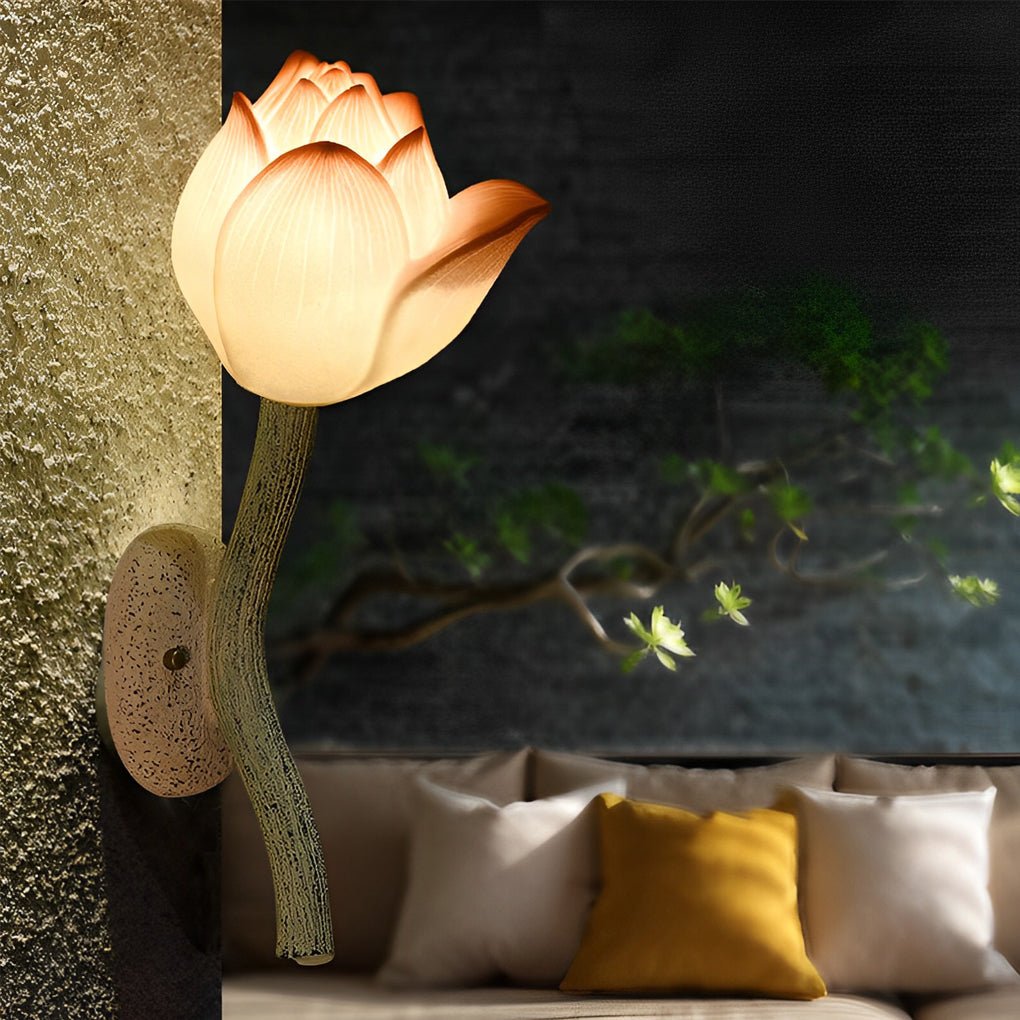 Lotus Flower Wall Sconce Modern Resin Light Fixture