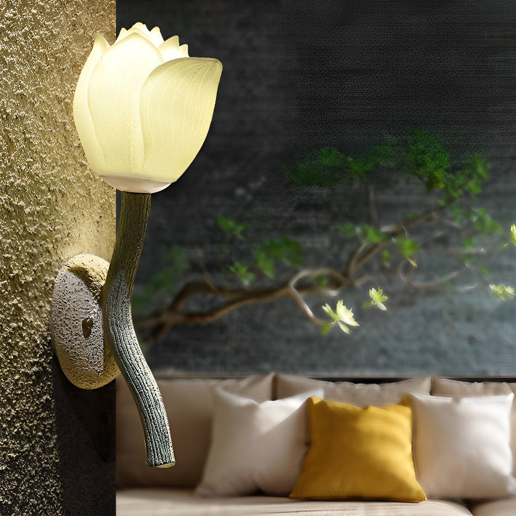 Lotus Flower Wall Sconce Modern Resin Light Fixture