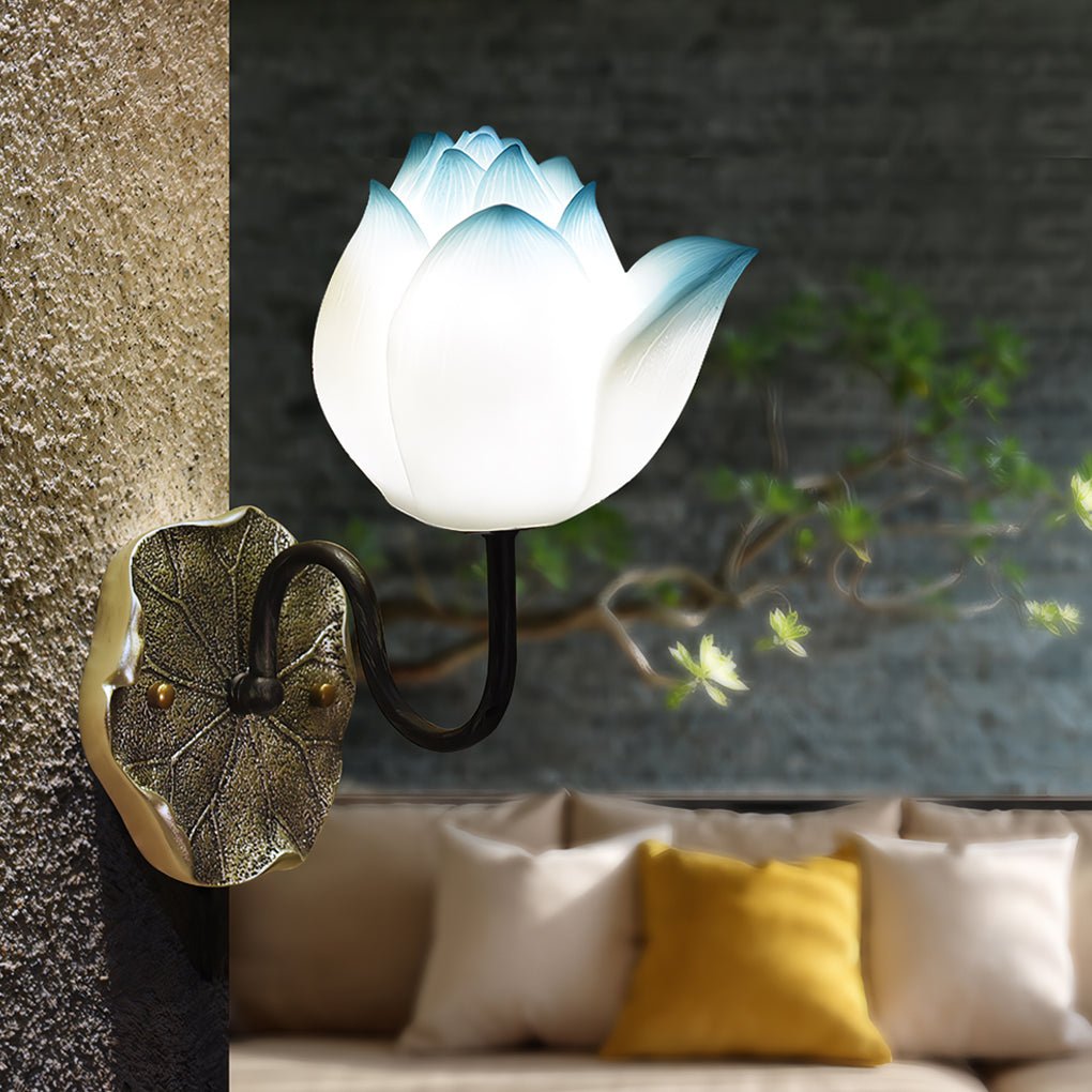 Lotus Flower Resin Modern Wall Light with 3-Step Dimming