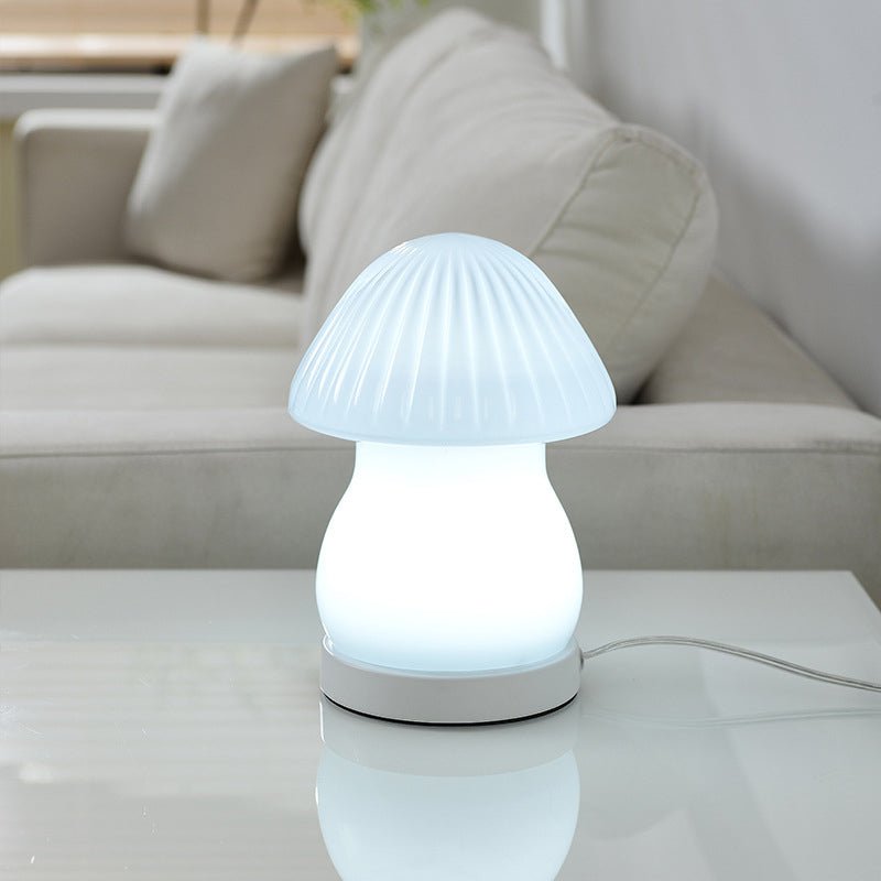 Modern Glass Mushroom LED Table Lamp for Kids