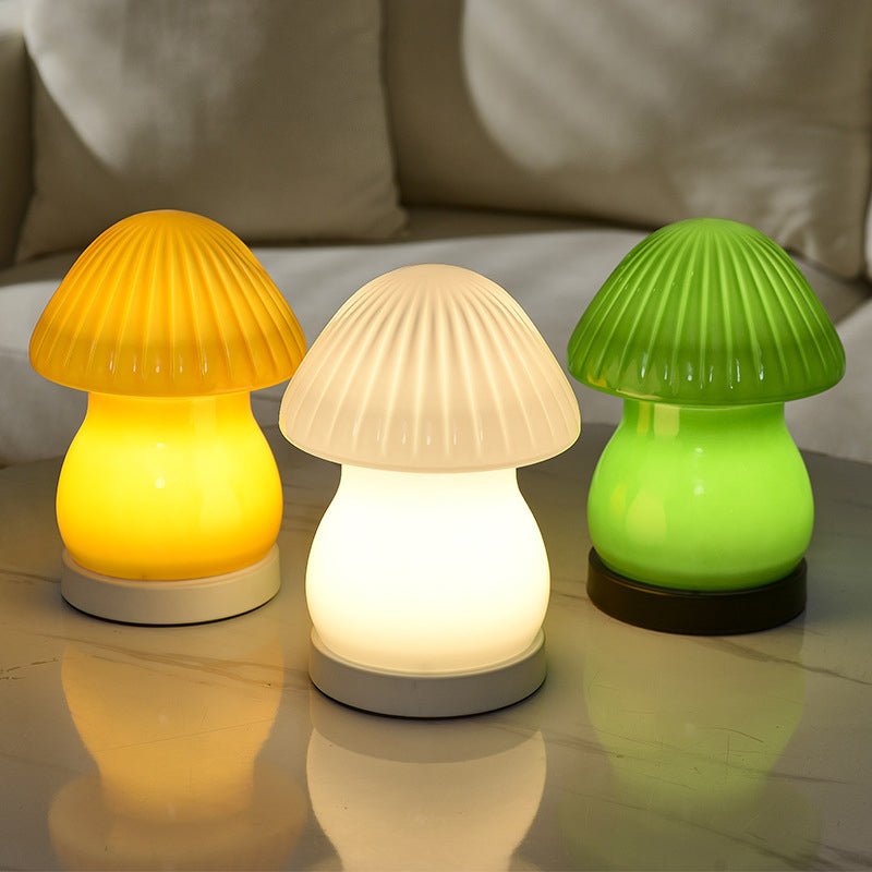 Modern Glass Mushroom LED Table Lamp for Kids