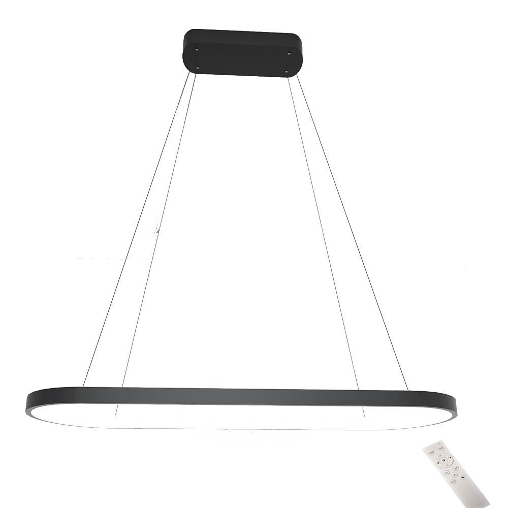Modern Black Oval LED Pendant Light with Remote Control
