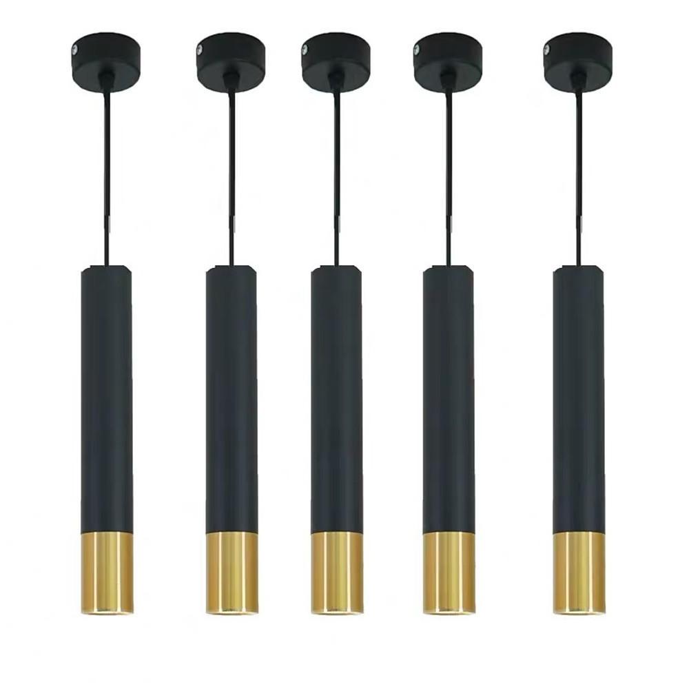 Black Gold Cylinder Pendant Light Modern LED Hanging Lamp
