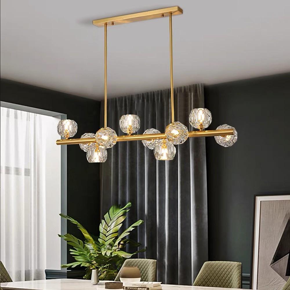 Modern Crystal Globe Cluster Chandelier LED Ceiling Light Gold