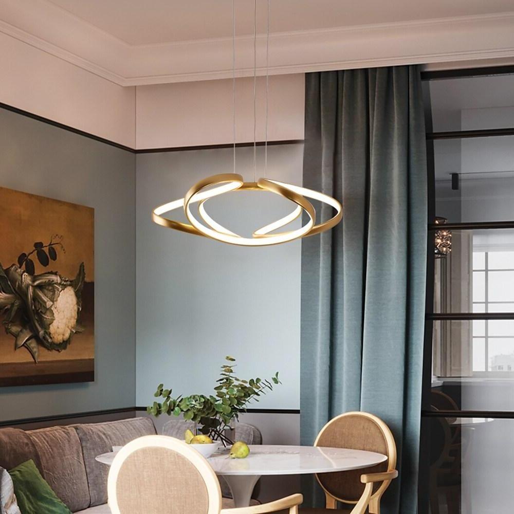 Modern Interwoven Wave Metal Pendant Light Gold Coffee Finish