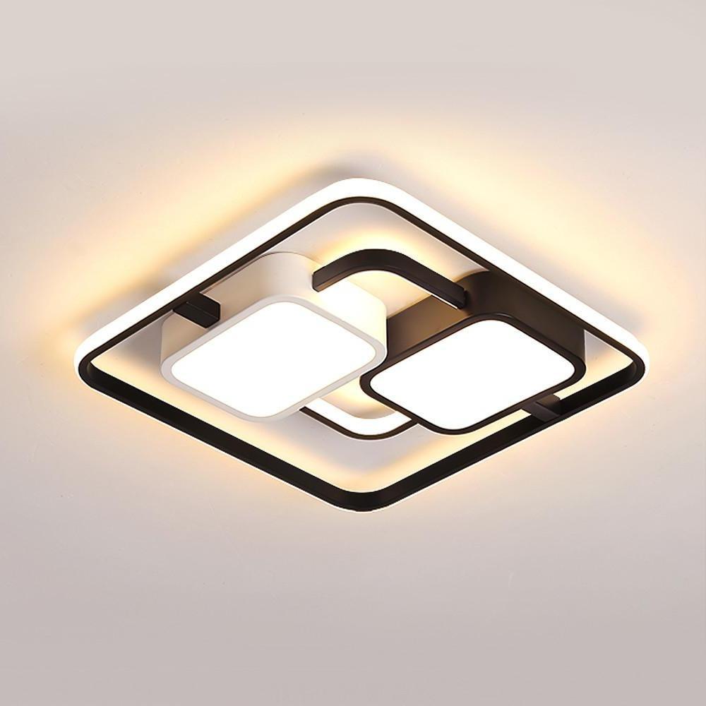 Geometric Dimmable LED Flush Mount Ceiling Light Black Metal Acrylic