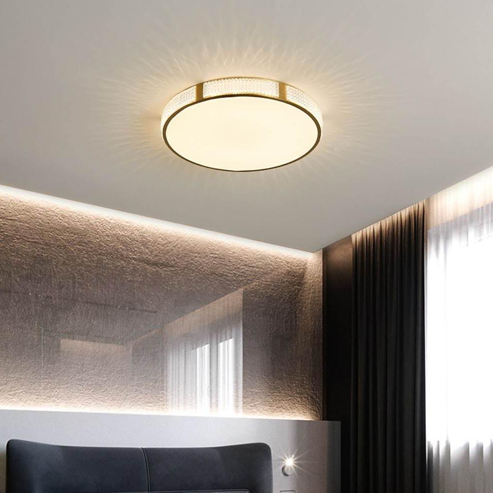 Nordic Circular Copper Flush Mount Ceiling Light with Acrylic Shade