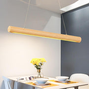 Modern Wood Tube Pendant Light with LED Downlight