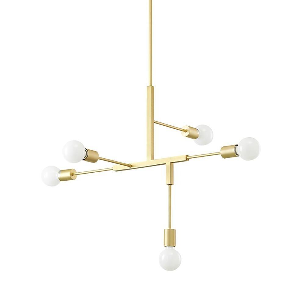 5-Light Sputnik Chandelier - Gold Metal & Glass Modern Ceiling Light