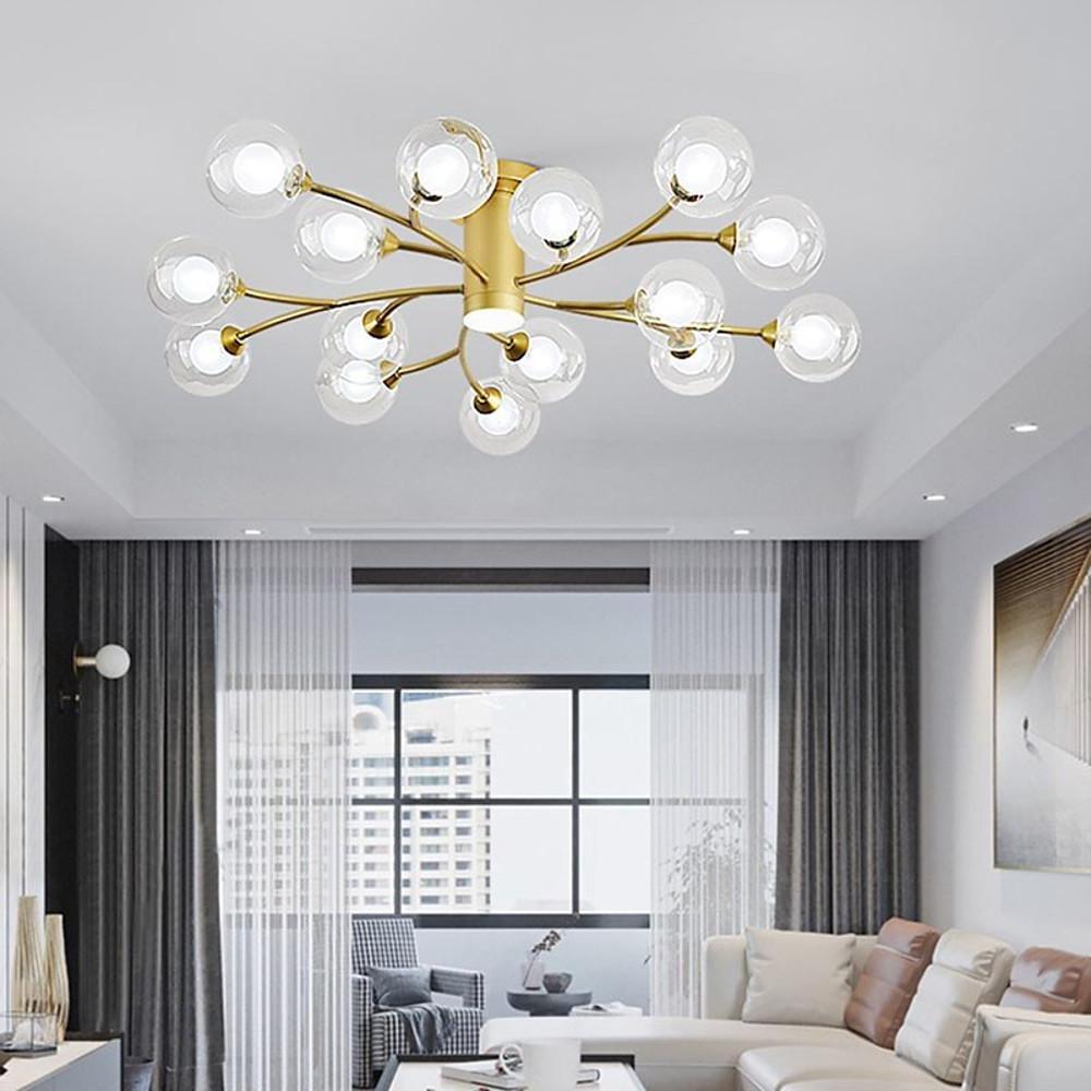 Modern Globe Glass Flush Mount Ceiling Light with LED Bulbs