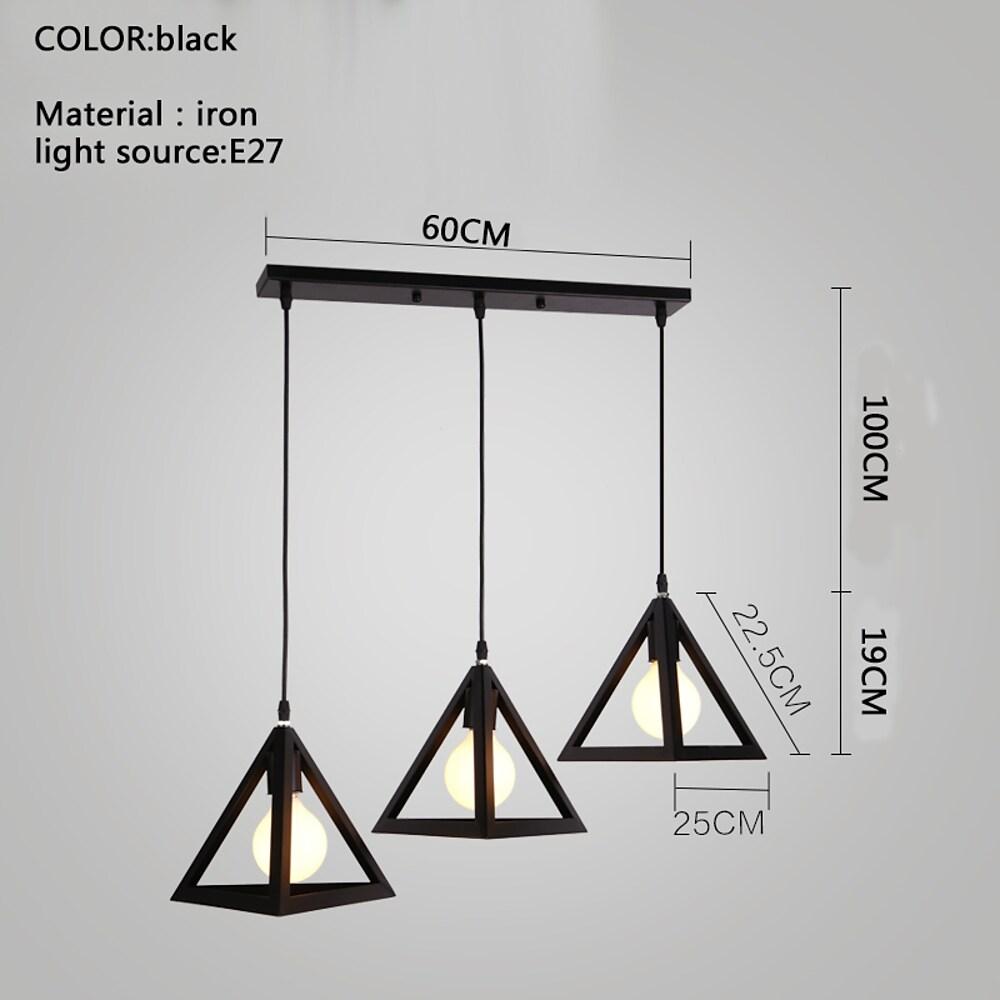 Geometric Black Metal LED Pendant Light – Adjustable Industrial