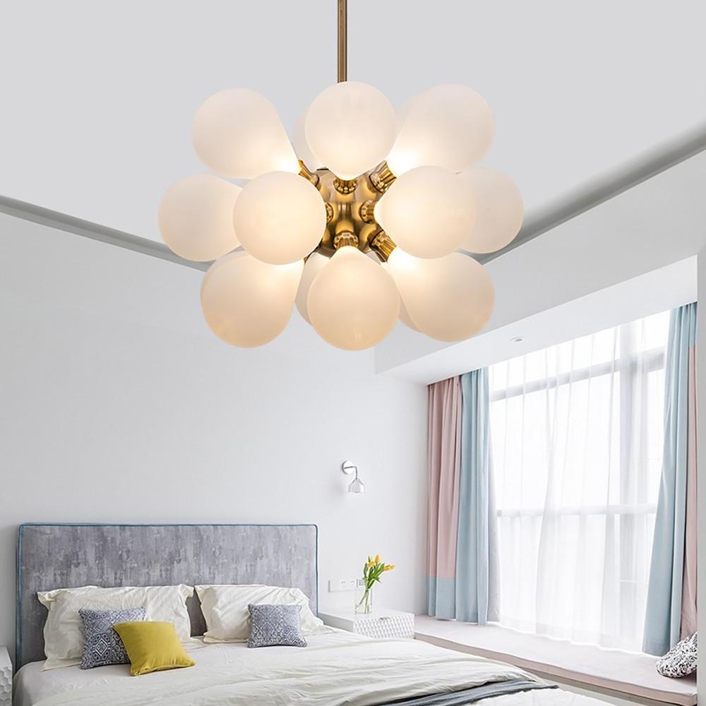 Retro Glass Globe Chandelier with 18 LED Bulbs - Modern Ambient Light