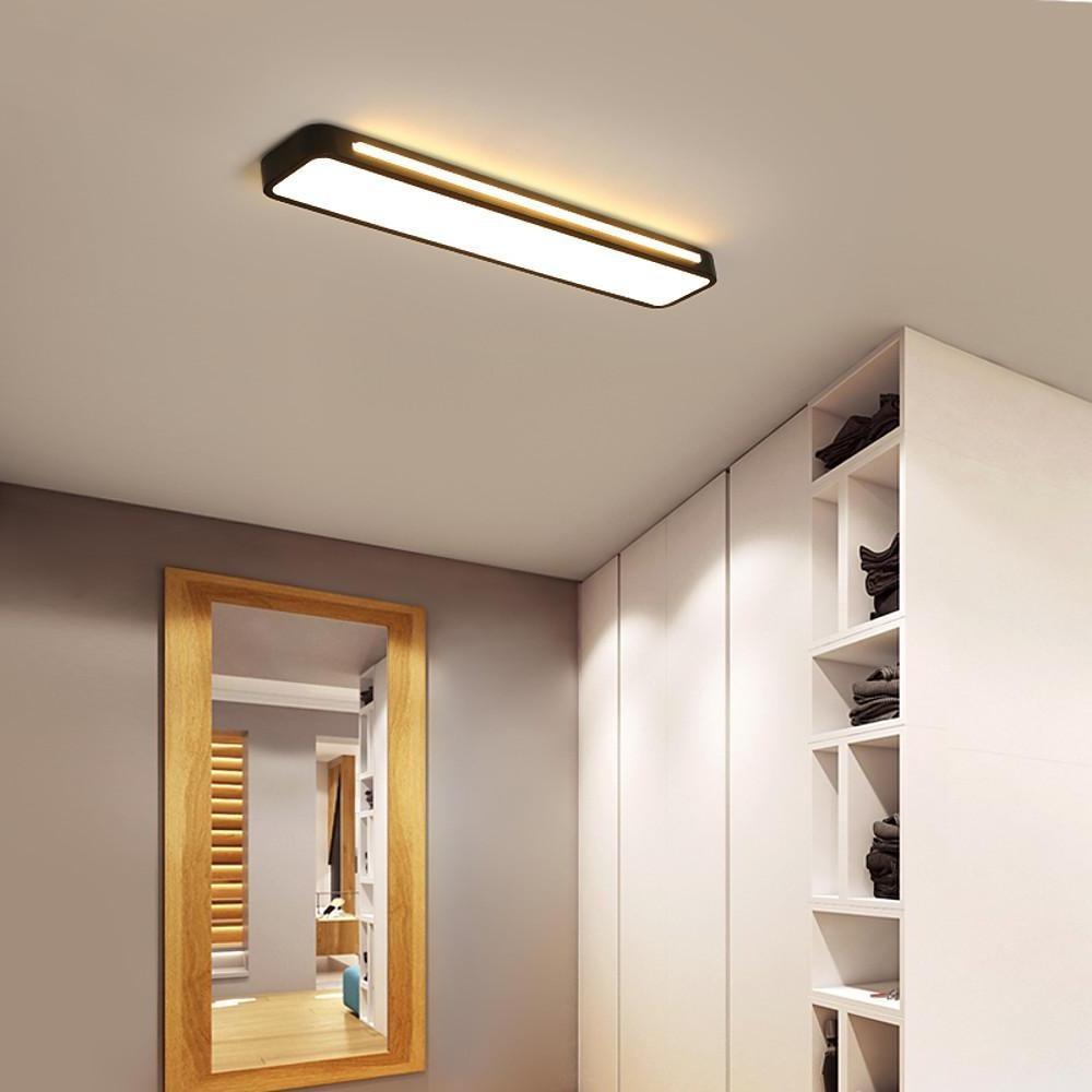 Modern Rectangular LED Flush Mount Ceiling Light - Black/White