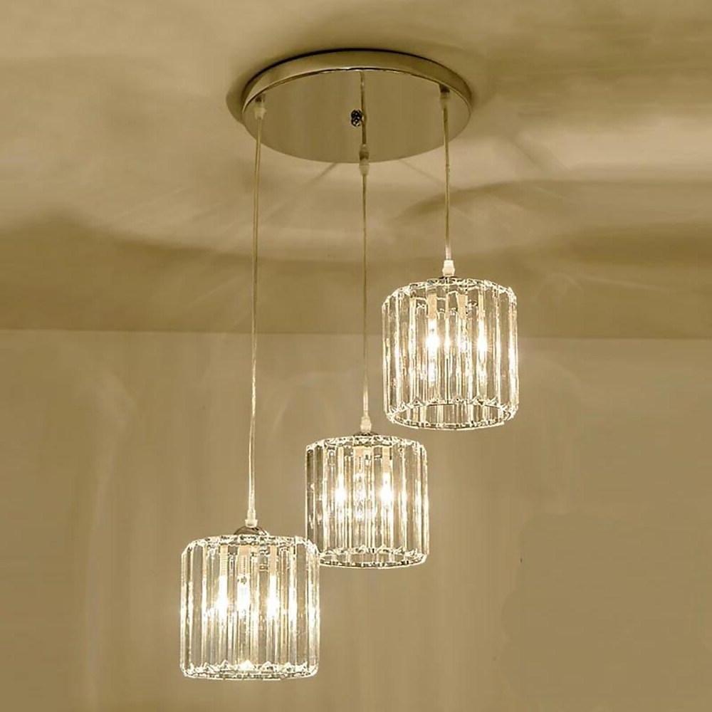 3-Tier Crystal Island Chandelier with Adjustable Chain