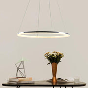 Modern LED Circular Pendant Light with Remote Control - Brushed Nickel