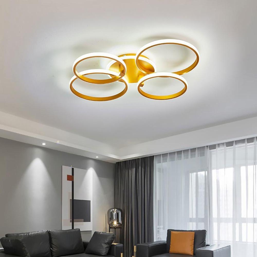 Modern 4-Ring Flush Mount LED Ceiling Light Metal & Silicone
