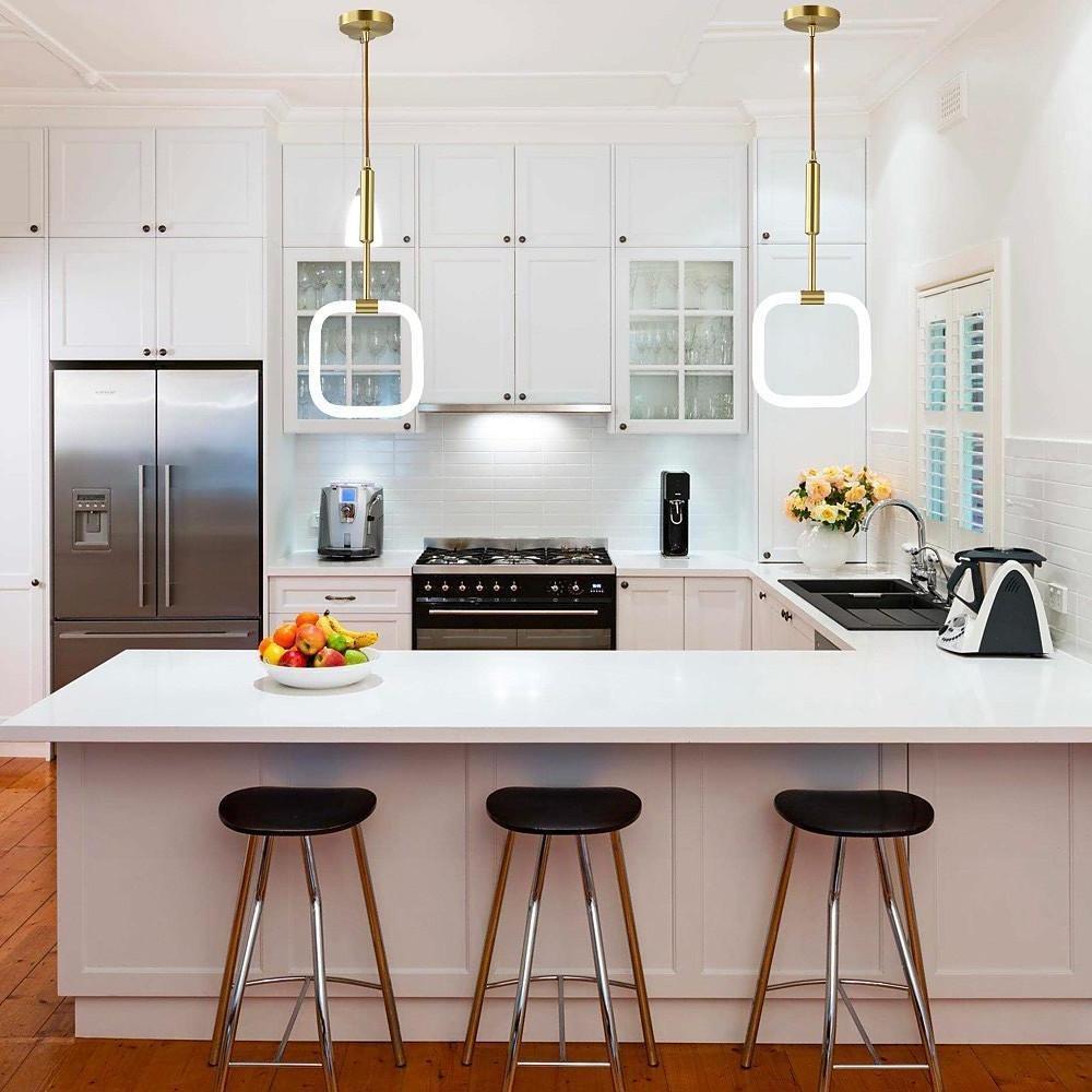 Modern Square Pendant Light with Copper Frame and Acrylic Shade