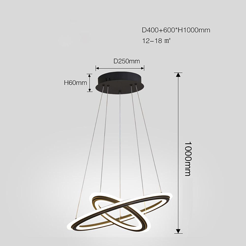 Nordic 2-Light LED Circle Chandelier – Aluminum & Acrylic