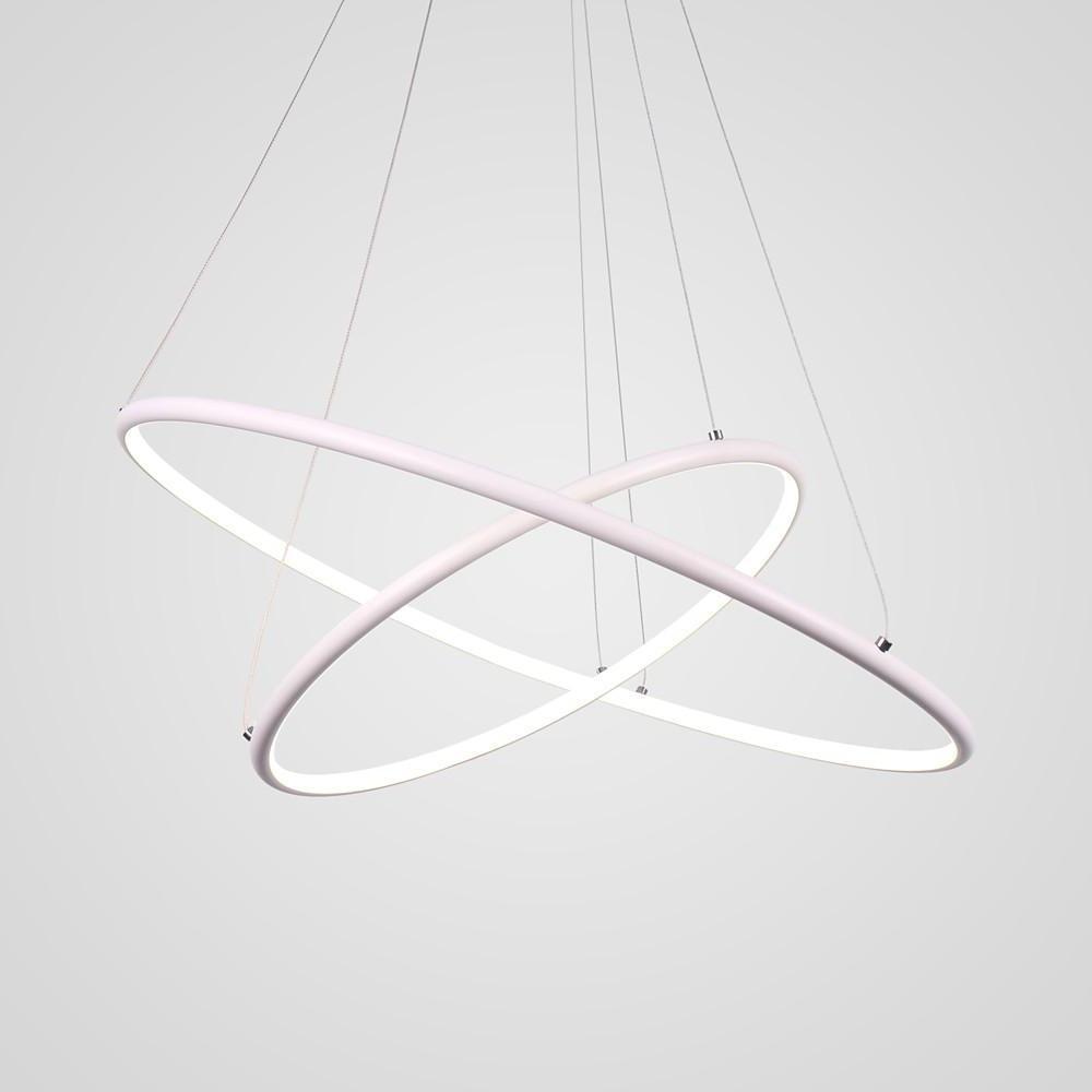 Modern LED Chandelier 2-Ring Geometric Adjustable Pendant Light