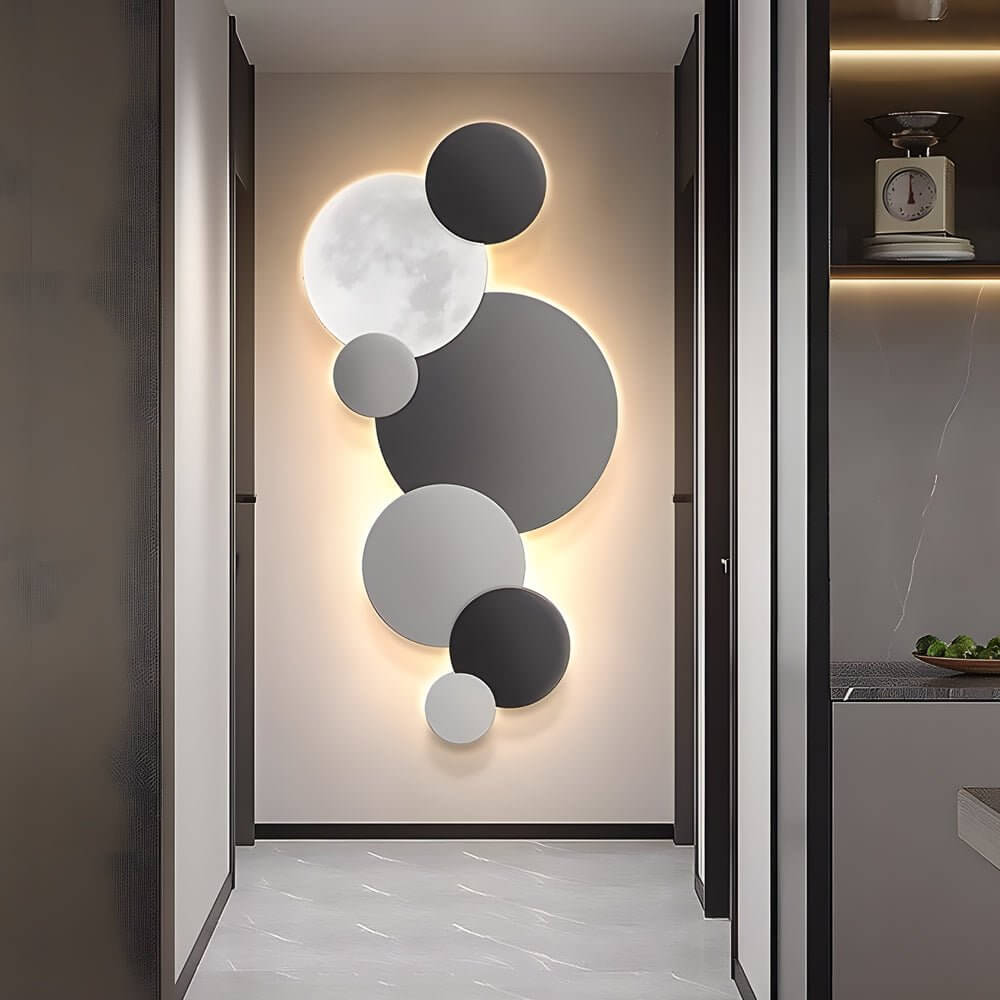 Round LED Moon Wall Sconce with Remote Control