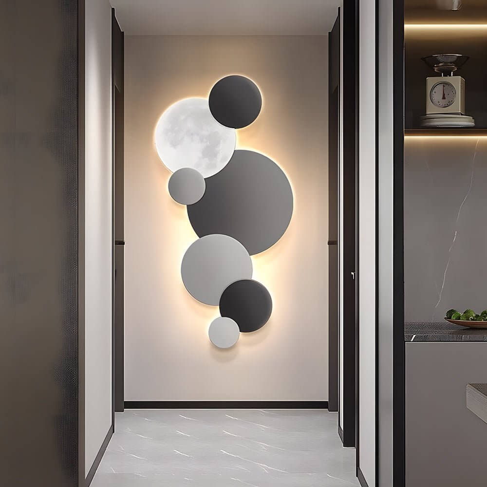 Round LED Moon Wall Sconce with Remote Control