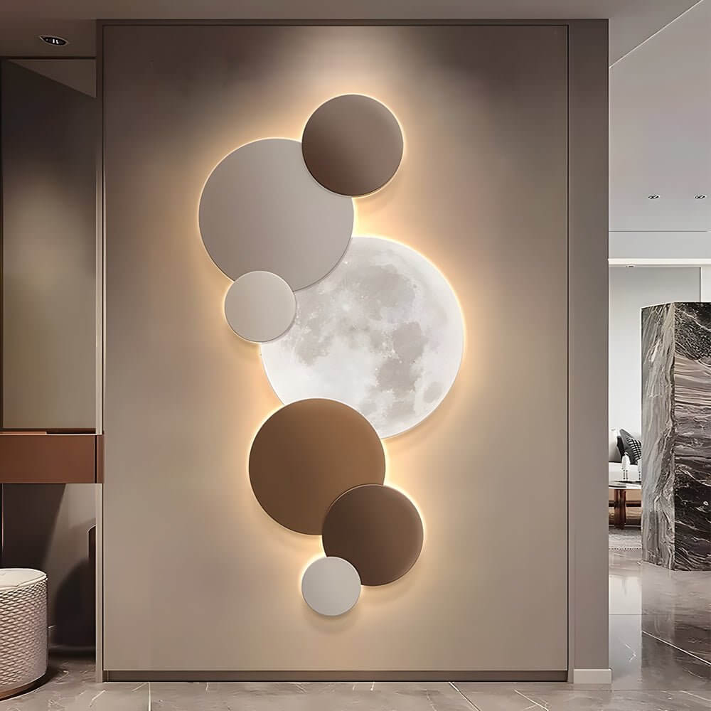 Round LED Moon Wall Sconce with Remote Control