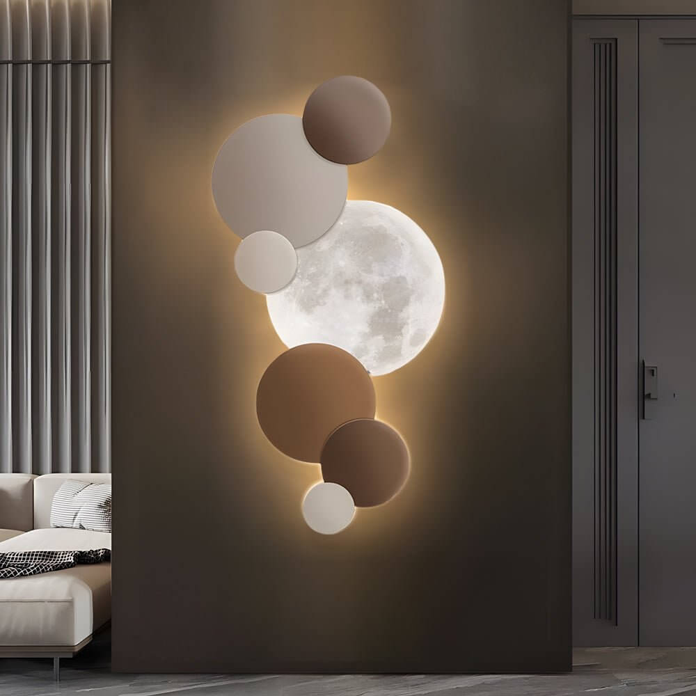 Round LED Moon Wall Sconce with Remote Control
