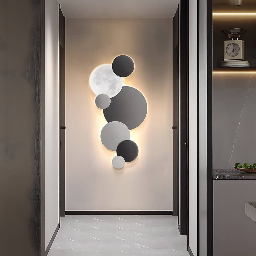 Round LED Moon Wall Sconce with Remote Control