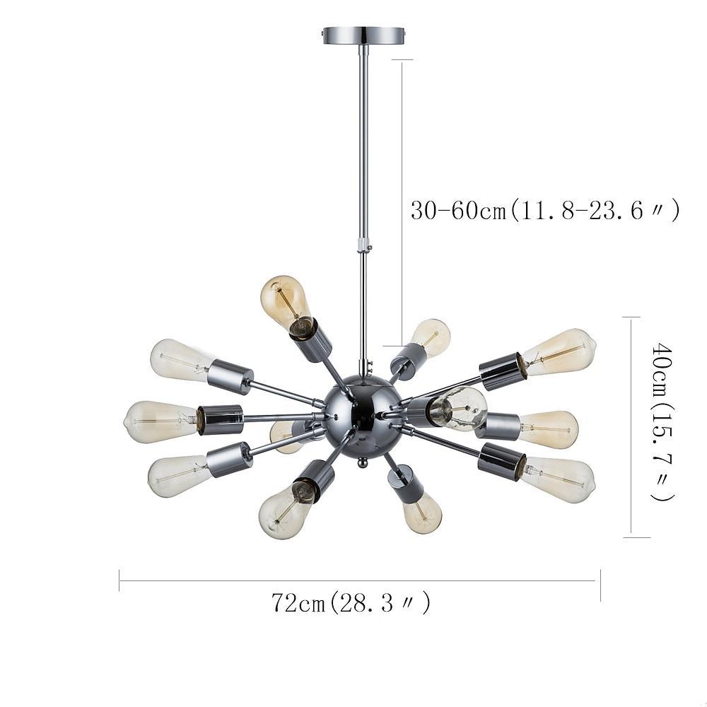 Mid-Century Sputnik Chandelier 18-Light Metal Ambient Fixture