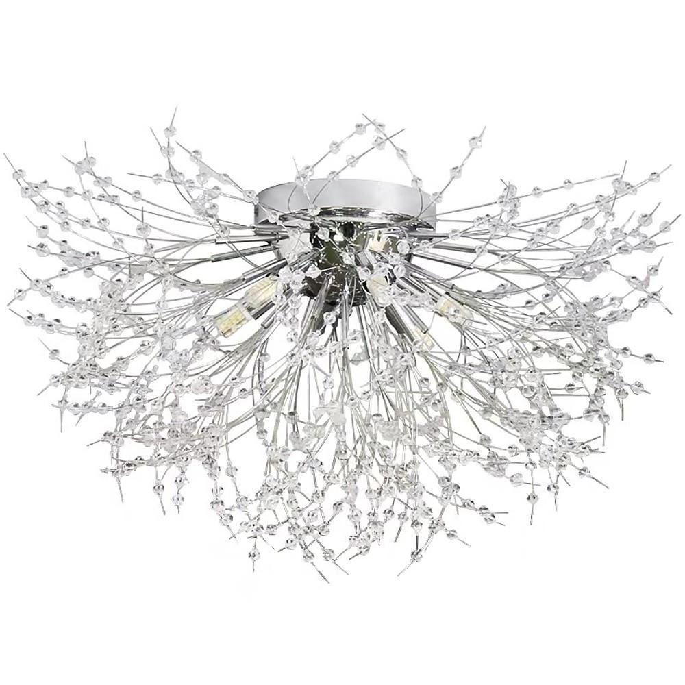 Crystal Metal Flush Mount Ceiling Light Traditional LED Chandelier